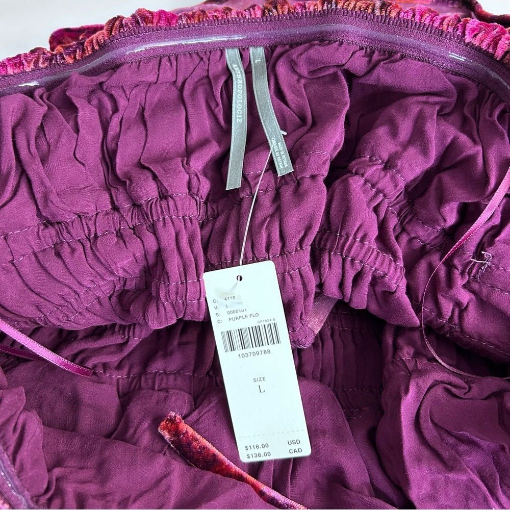 NWT Somerset Magenta Strapless Tube Top Blouse Size Large Floral Velvet - Picture 4 of 9